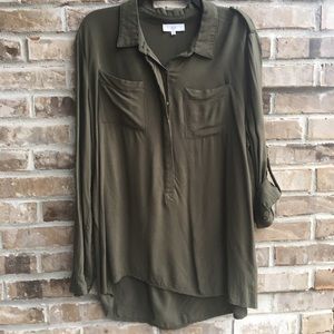NSR (Stitch Fix) olive Henley roll sleeve tunic XL